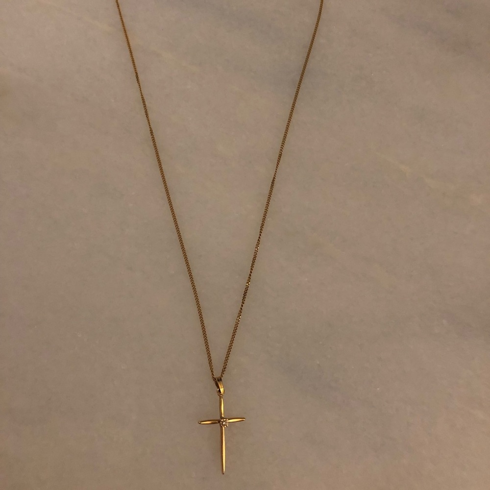 COPY - Gold cross necklace with small stone